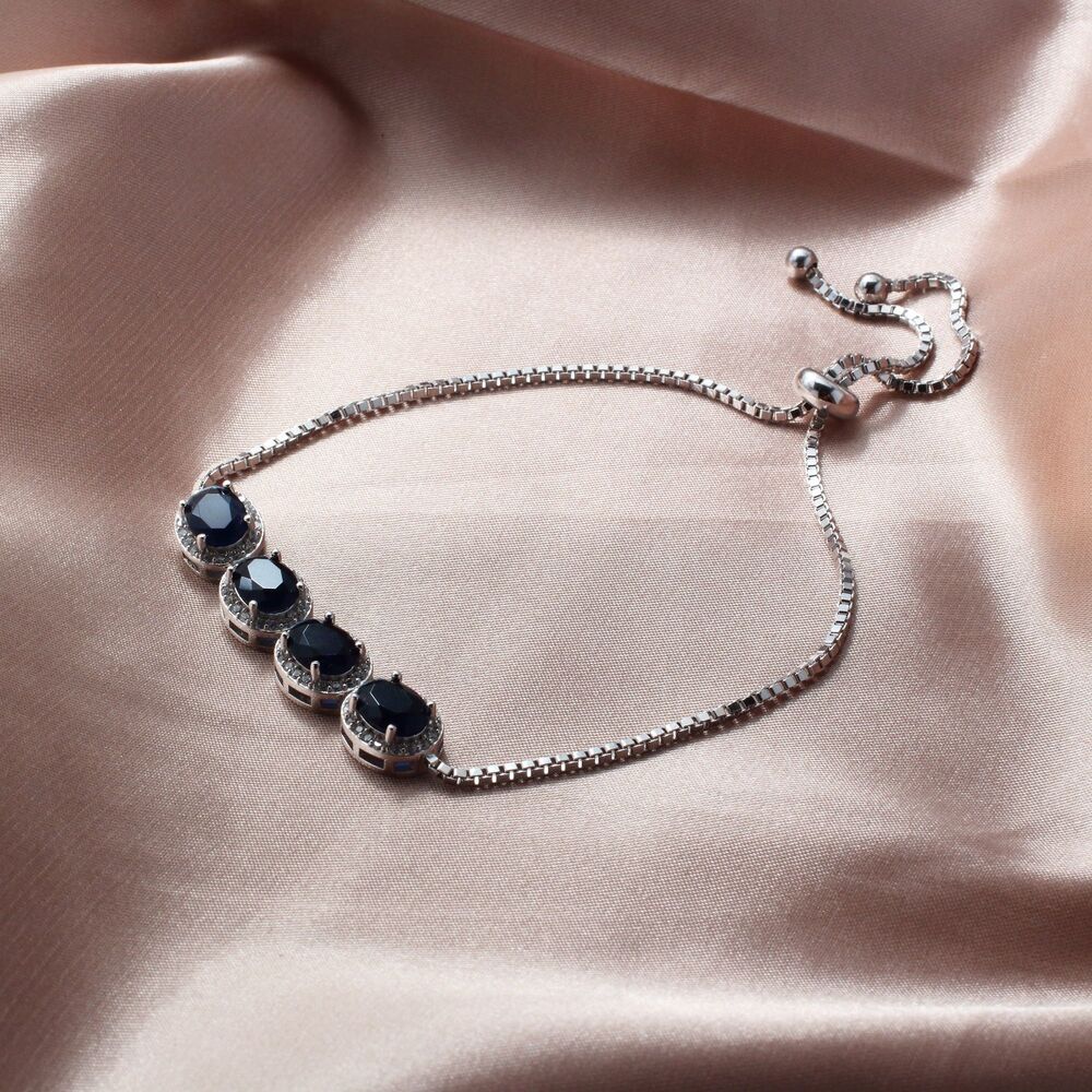 Sparkling 925 Sterling Silver Blue Cubic Zirconia Bracelet